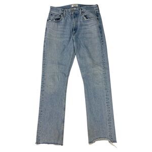Agolde Womens Straight‎ Leg High Rise Crop Distressed Jeans Blue Size 28